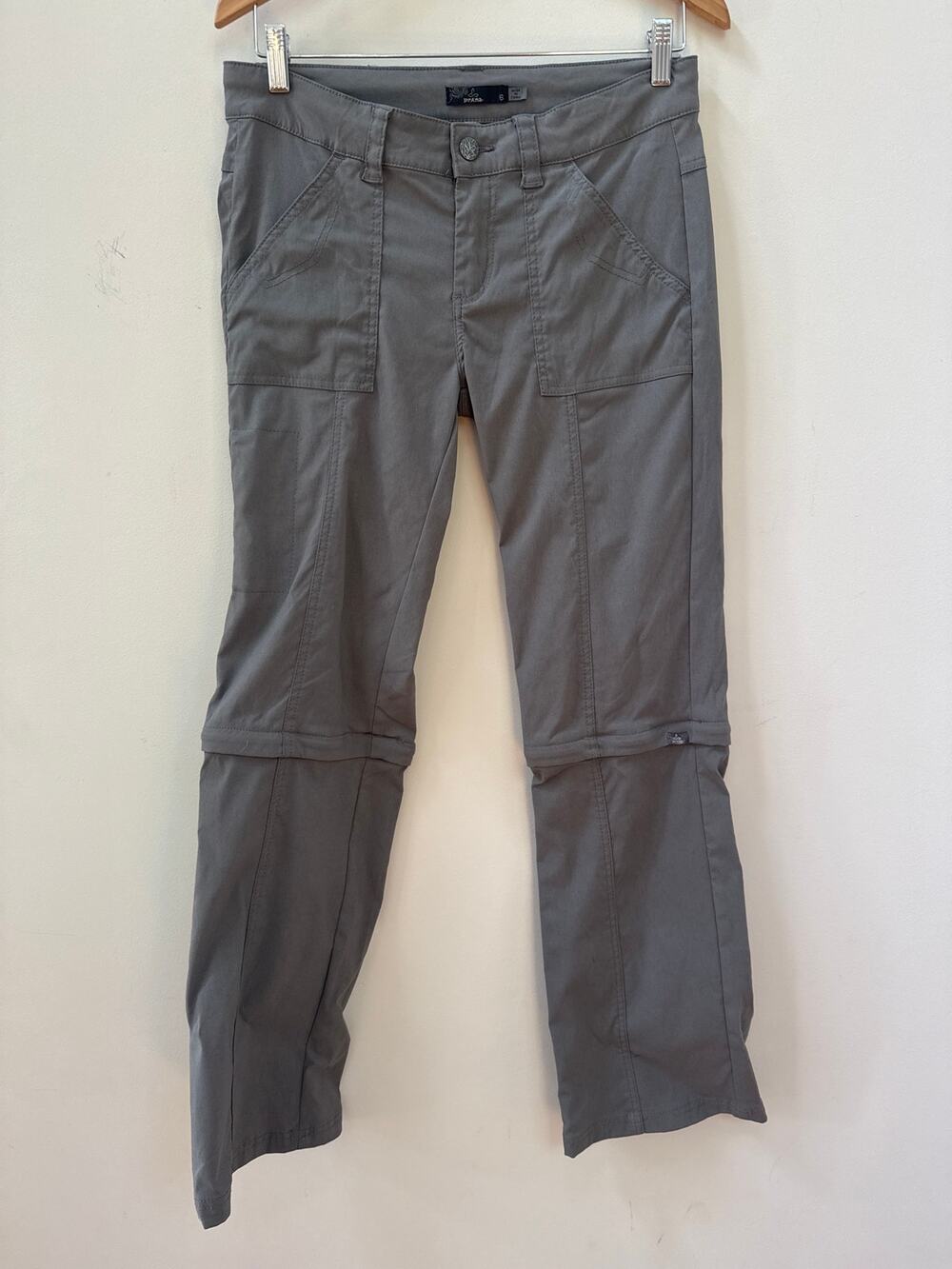 Prana Convertible Pants Zip Off Womens Size 6 Gray Hiking Outdoor Camping